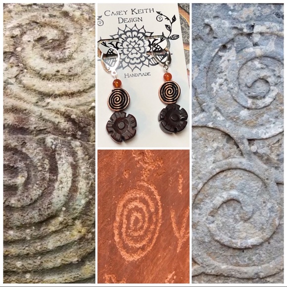 Floral Copper Spiral Earring - Picture 7 of 8